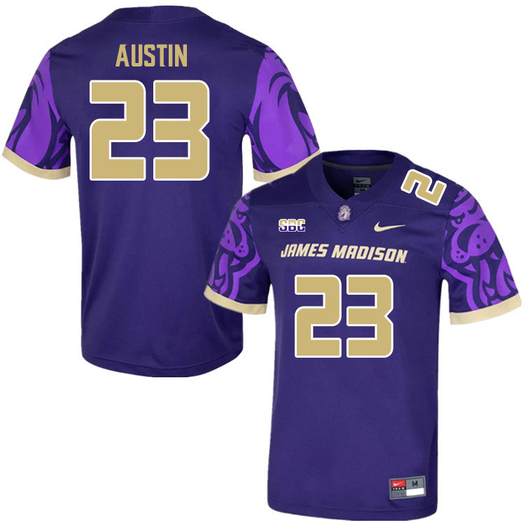 Men-Youth #23 Brent Austin James Madison Dukes College Football Jerseys Stitched Sale-Purple